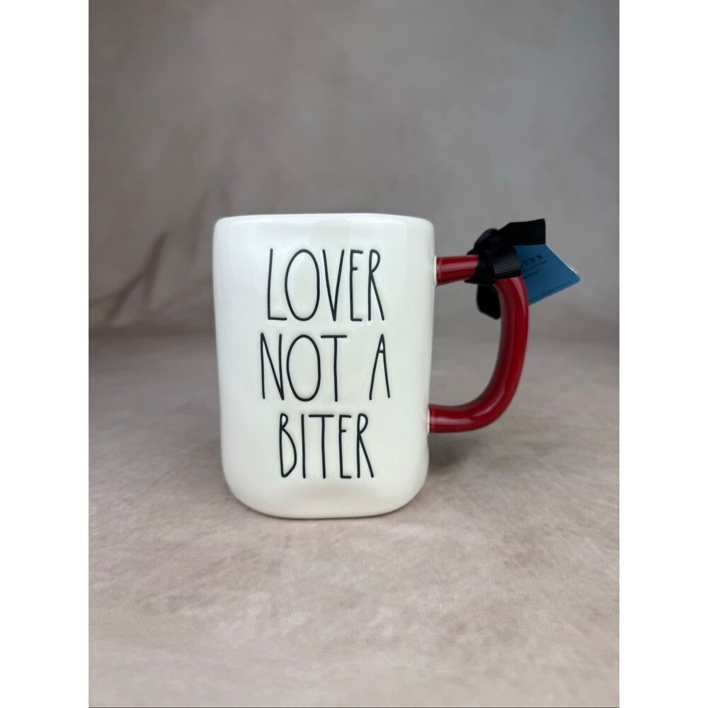 NEW Rae Dunn "LOVER NOT A BITER!" Looney Tunes Double Sided Taz  Mug 2022